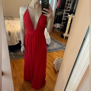 Red floor length dress